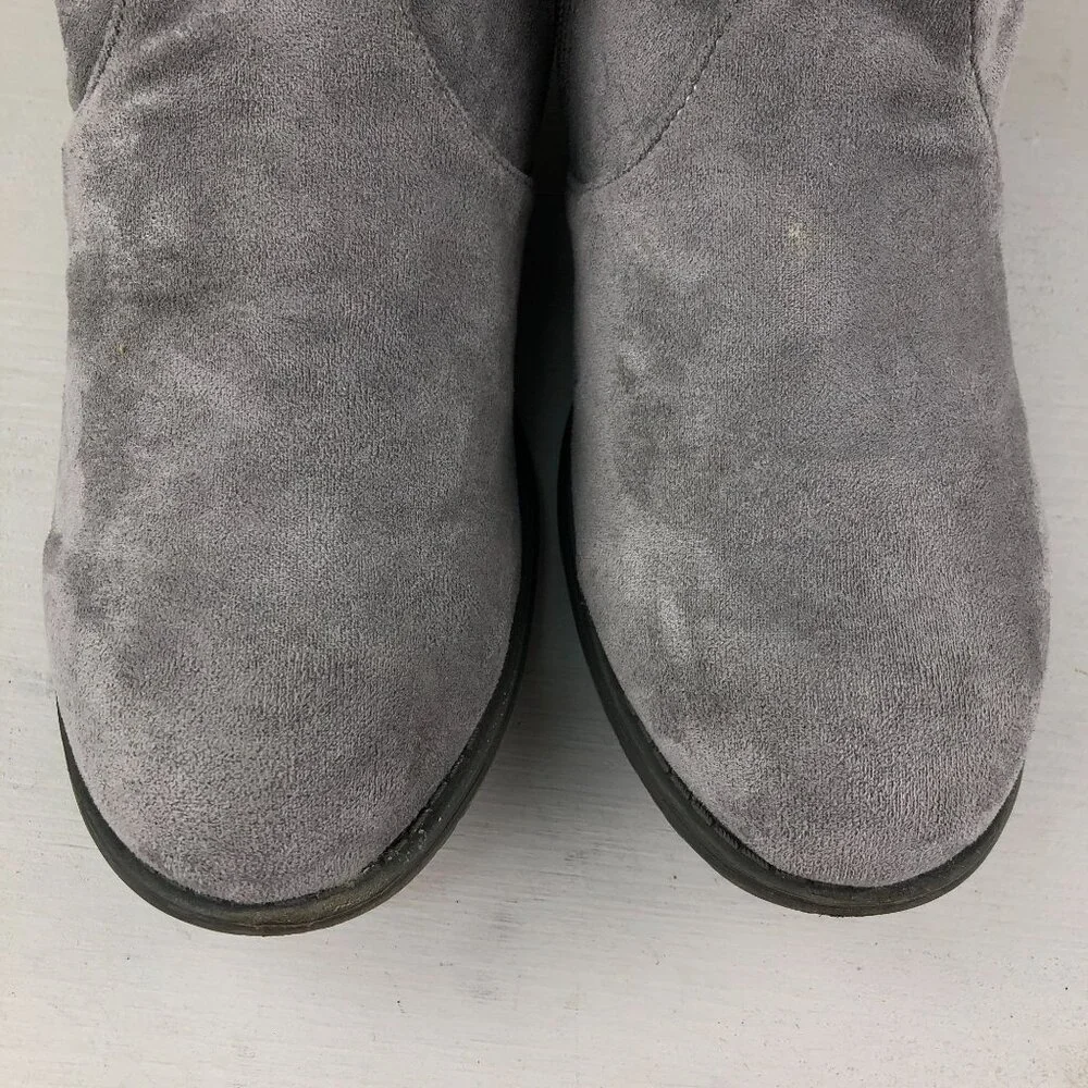Stuart Weitzman Girl's Size 5 Lowland Mid Grey Faux Suede Side Zip Ankle Booties